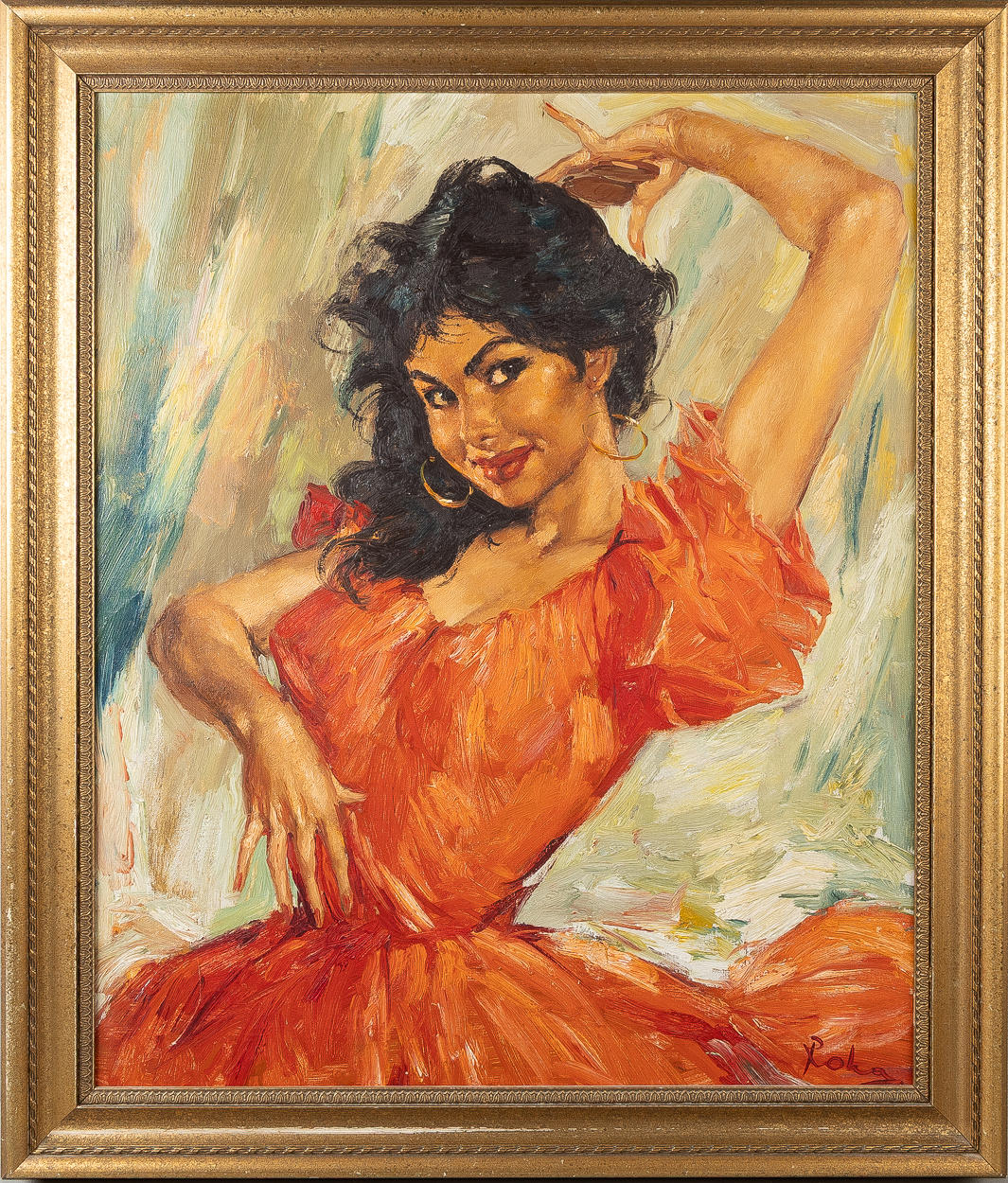 CHARLES ROKA. Modelstudie, olie på lærred, signeret.