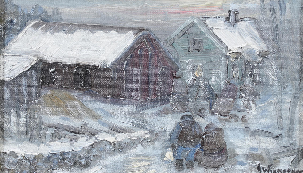 ÅKE WICKSTRÖM. Evening walk, oil on canvas, signed.
