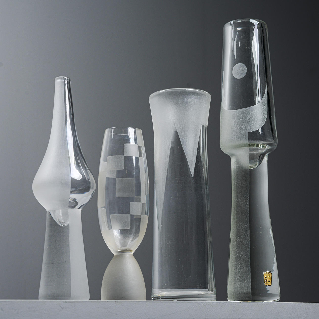 BENGT ORUP. A set of four vases, Johansfors, 1950s. Glass - Art glass ...