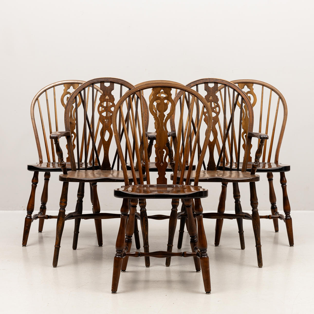 STOLE, 4+2, træ, Windsor model, 20. årh.