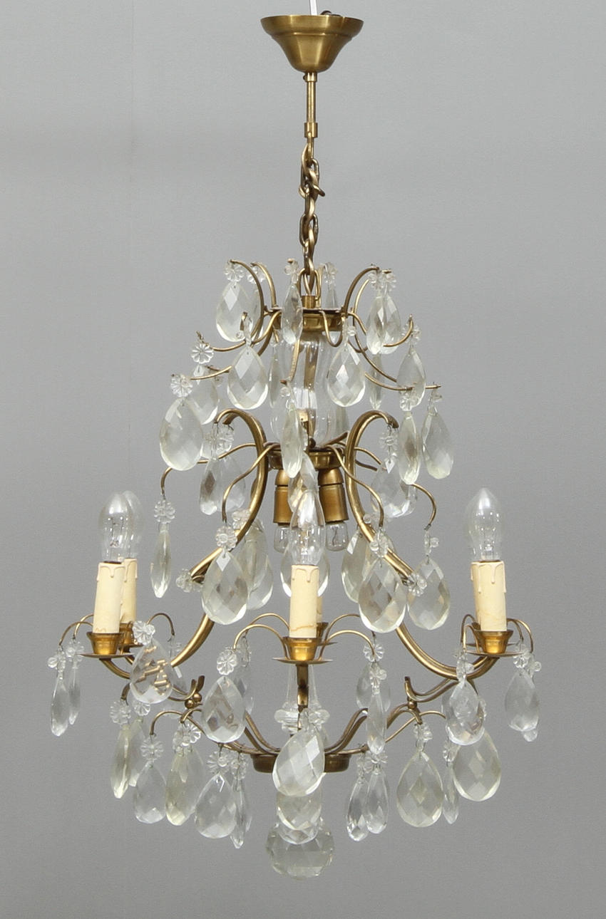 LJUSKRONA, 6 st ljusarmar, rokokostil, 1900-tal.