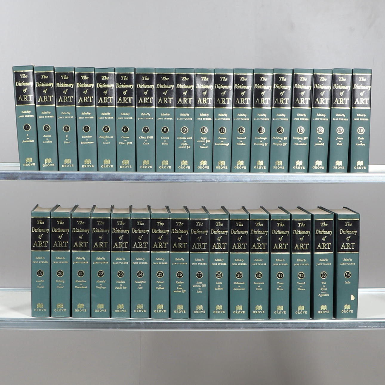 JANE TURNER (EDITOR). Ordbogen for kunst, 34 bind, 1996.