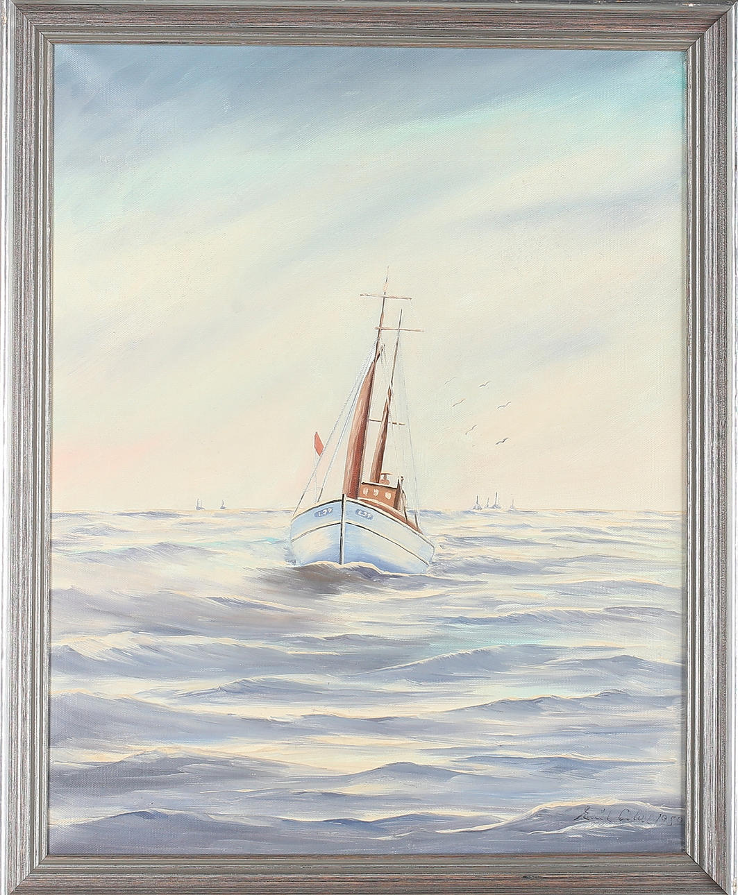 ERIK OBEL. Fiskefartyg, olja på duk, signerad samt daterad 1952.