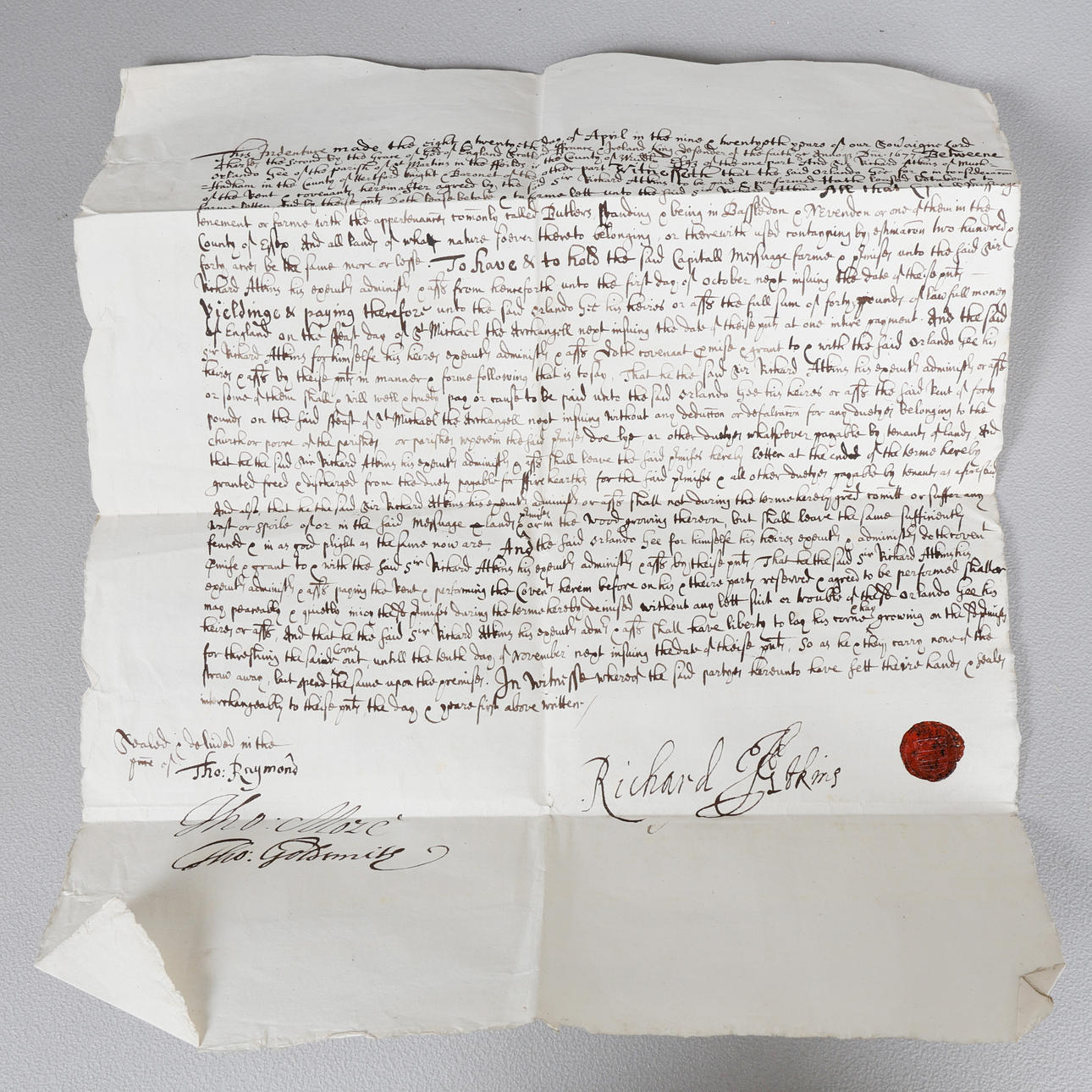 ET CHARLES II-MANUSKRIPT DATERET 1677, ST MARTINS, MIDDLESEX.