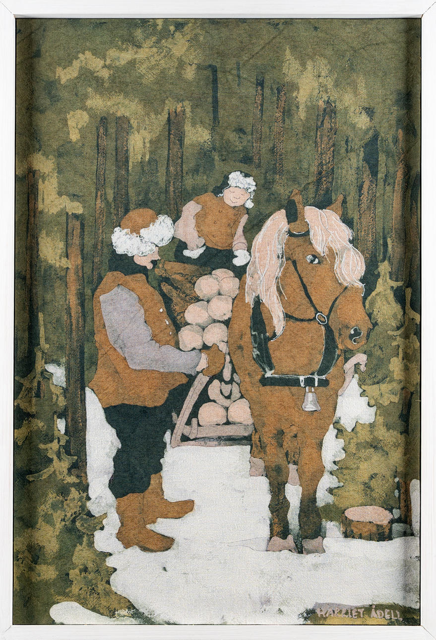 HARRIET ÅDELL. Batik on canvas, “Forest work”, 20th century.