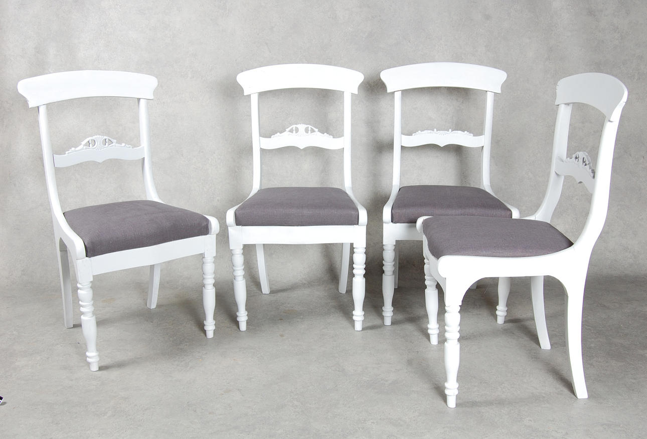 STOLAR, 4 st, gråvita, senempire.