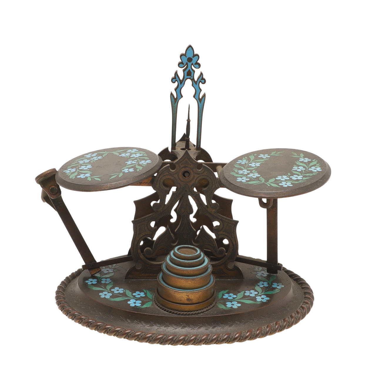 CHARLES ASPREY CLOISONNE SCALES & WEIGHTS.