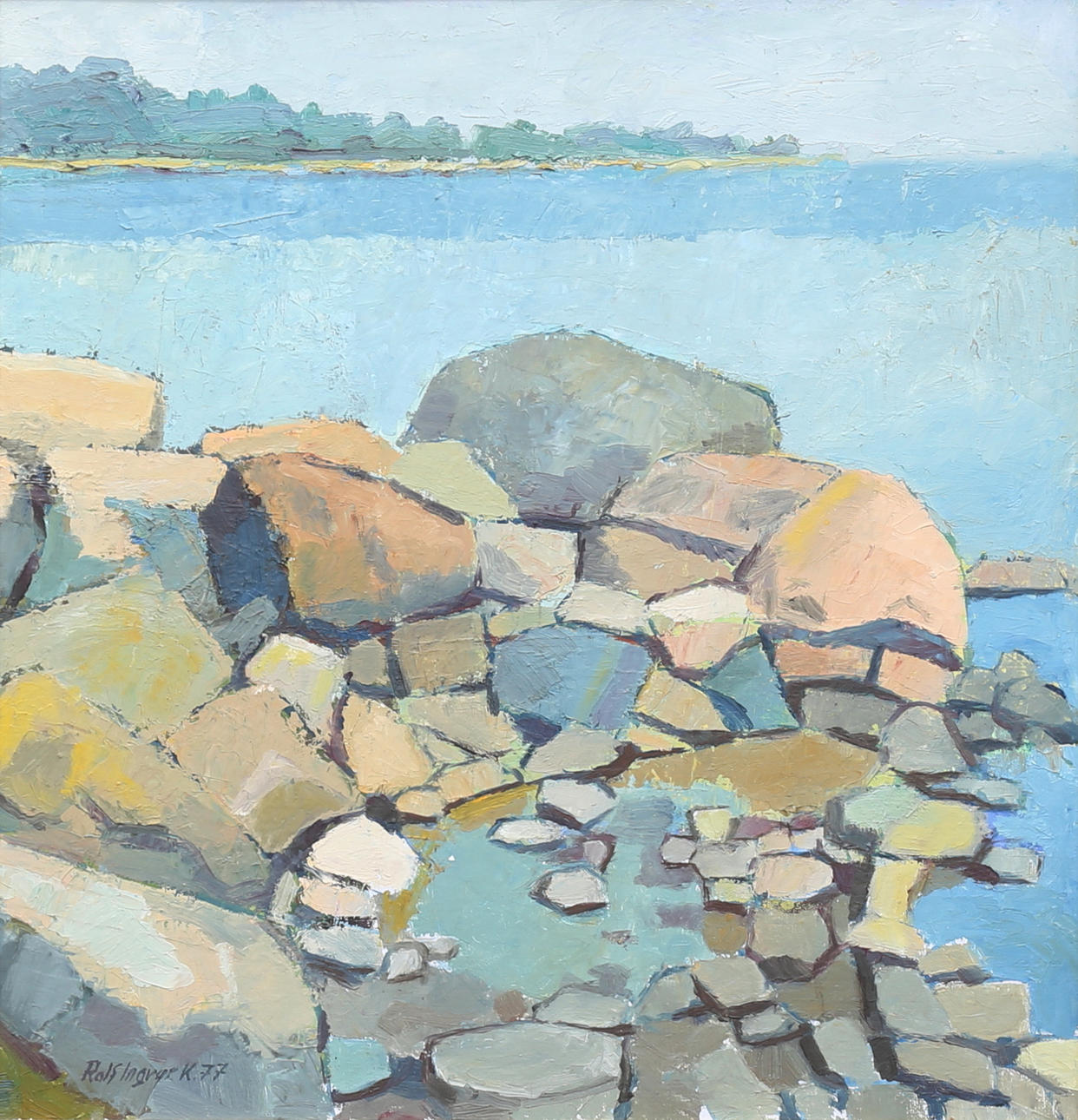 ROLF INGVAR KARLSSON. (Born 1938). Oil on canvas, “Väderön 1", signed, dated 77.