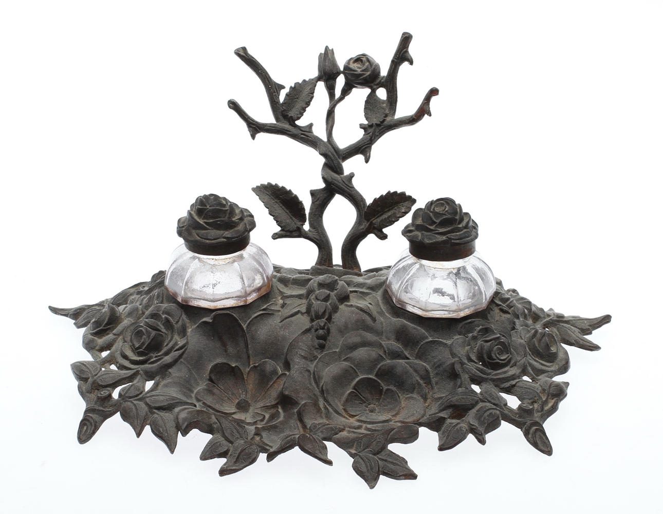 SKRIVBORDSUPPSATS, gjutjärn, stämplad J.FISCHER&C OFFENBACH, sent 1800-tal.