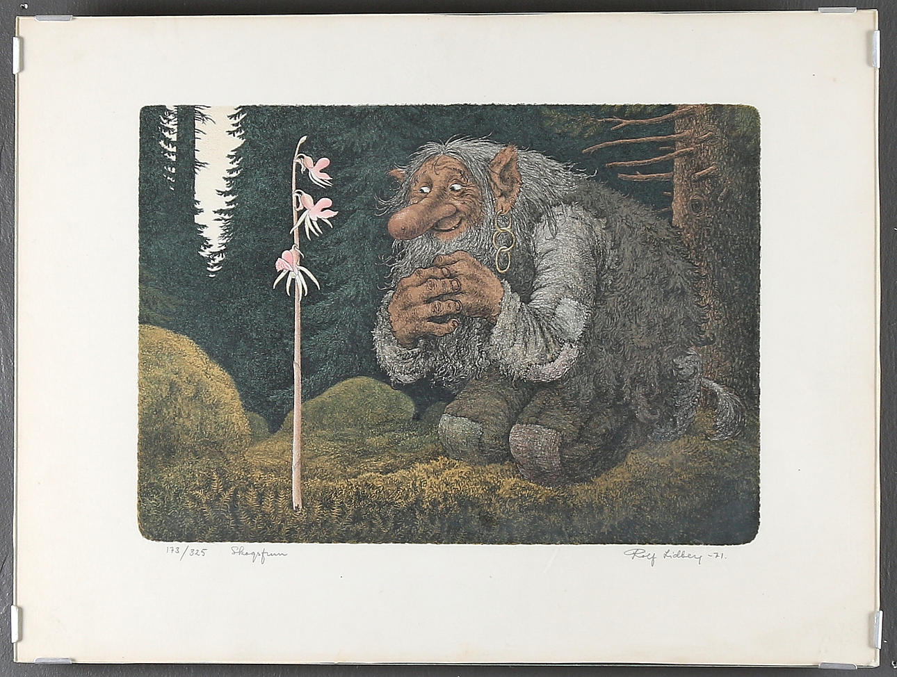 ROLF LIDBERG. "Skogsfrun", litografi, signerad och numrerad 175/325.