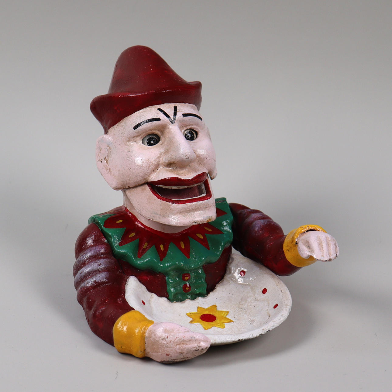 NUTCRACKER, painted cast iron clown, contemporary.