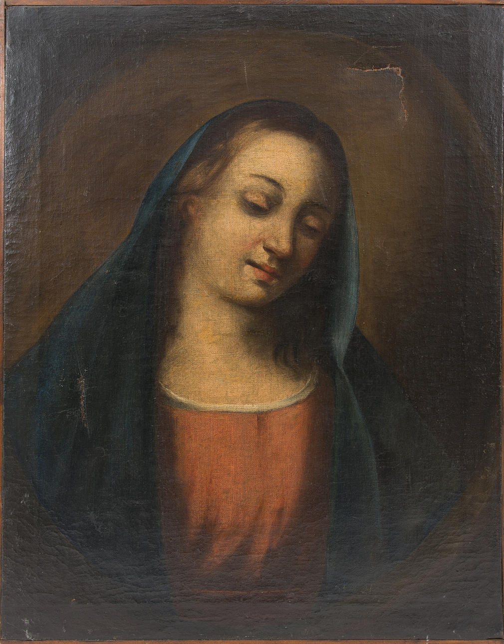 UNBEKANNTER KÜNSTLER. Madonna, olja på duk, i stil med italiensk renässansmålning.