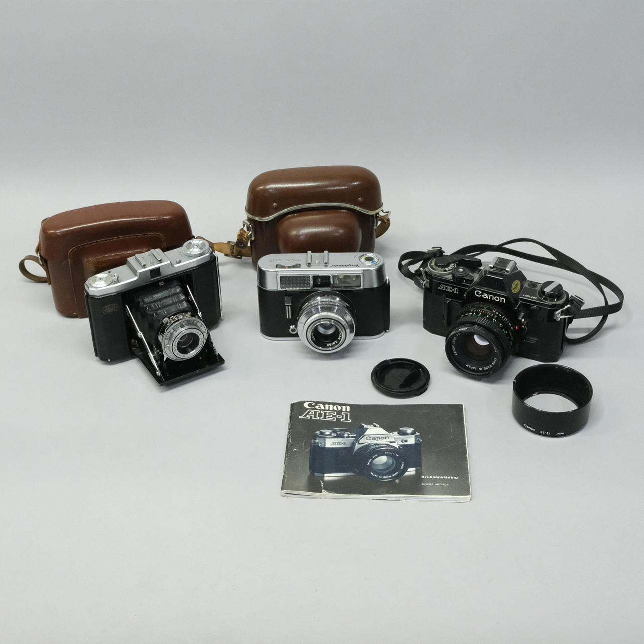 CAMERAS, THREE PIECES INCLUDING ZEISS.