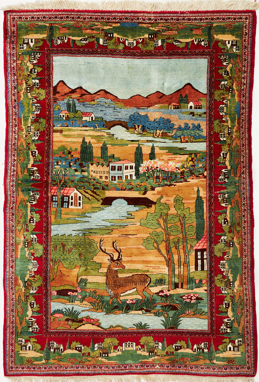 ORIENTALSK TÆPPE, Kashan, figural, semi-antik.