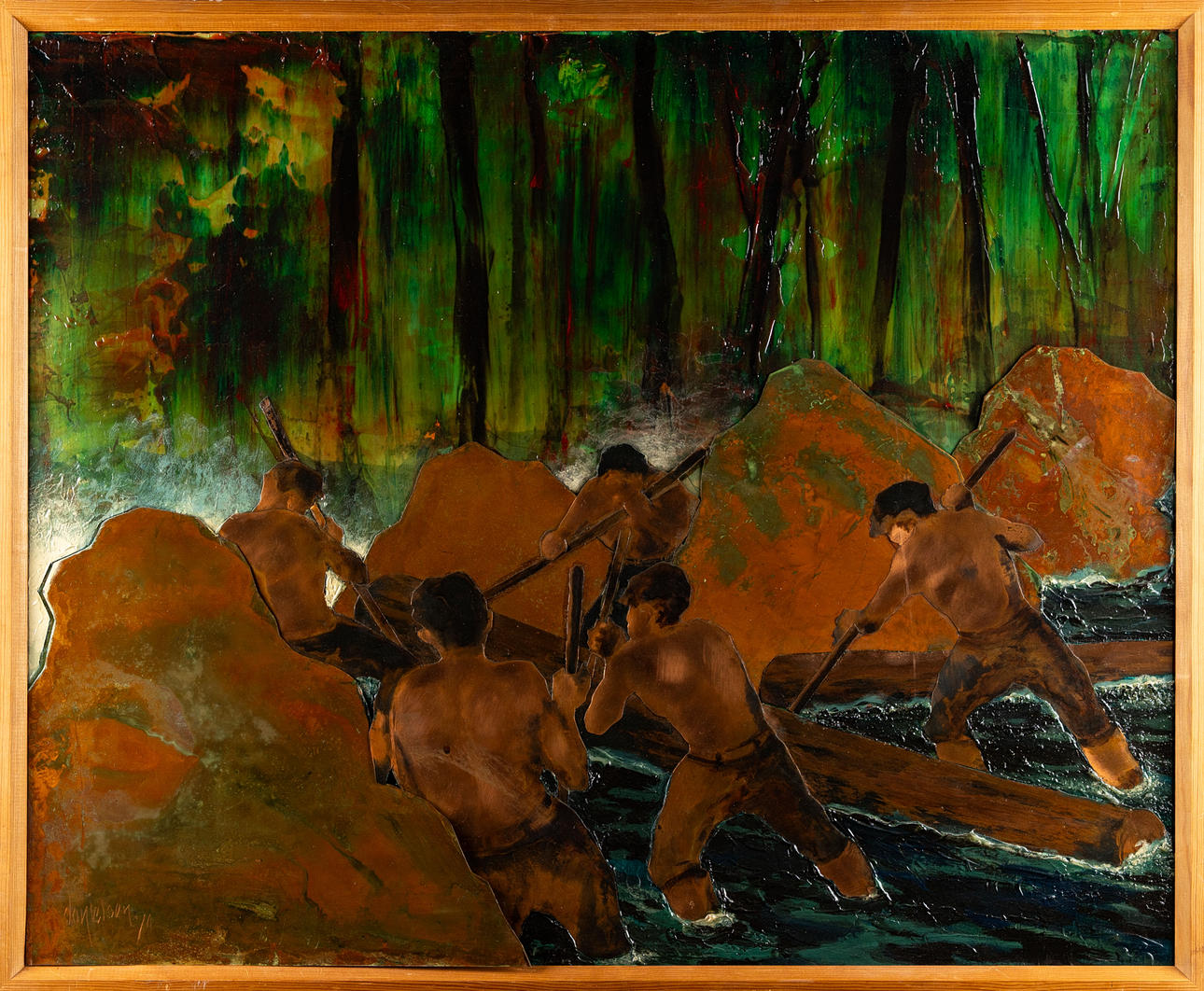 OIDENTIFIERAD KONSTNÄR. Väggrelief/Tavla Koppar. 1970.