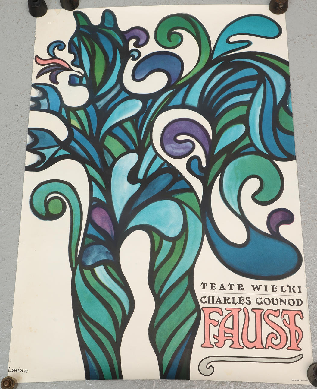 JAN LENICA. Poster, opera “Faust”, 1964.