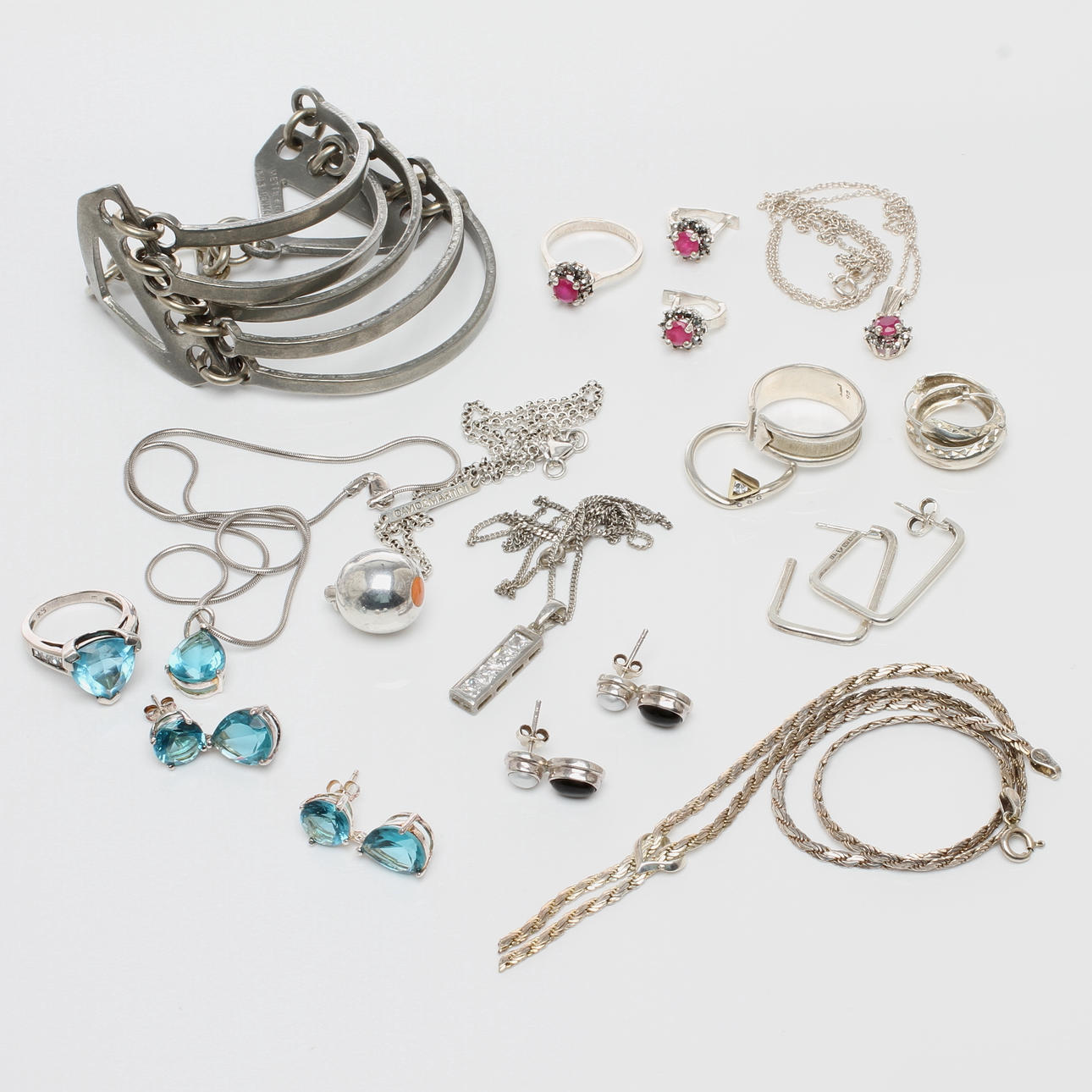 SMYCKEN, silver samt ARMBAND tenn Mette+Finn Aerö Danmark, 1900/2000-tal.