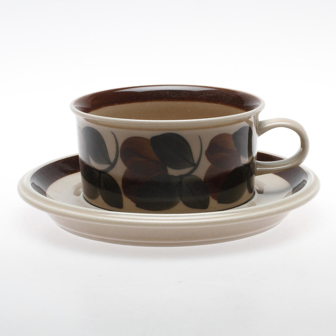 TEKOPPAR MED FAT, 6 st, keramik, "Ruija", Raija Uosikkinen, Arabia, Finland.