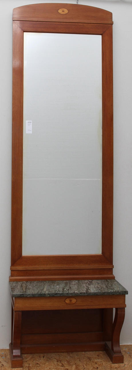SPEGEL MED KONSOLBORD. Biedermeier, mahogny.