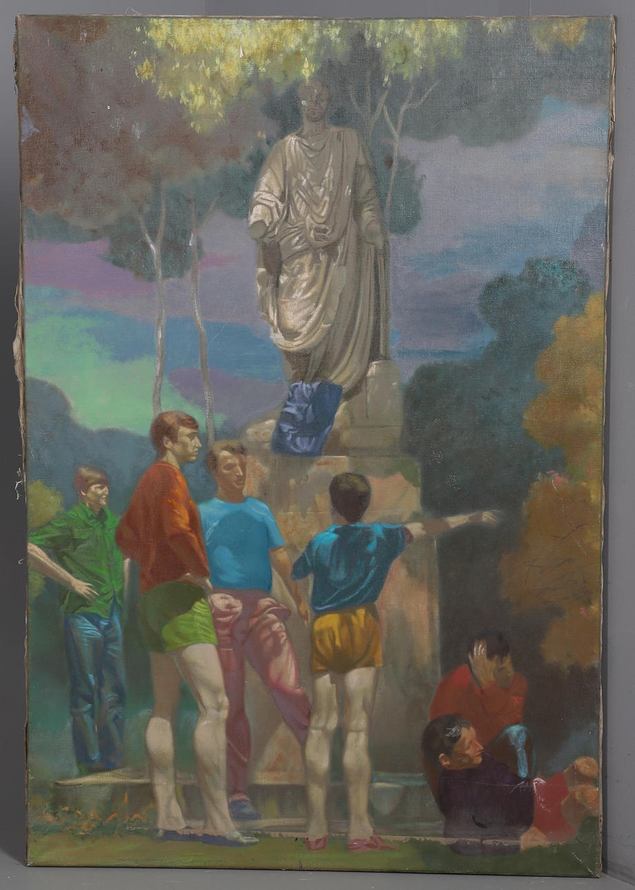 BUDWIN CONN (AMERICAN/BRITISH 1927-2007). VENTER VED STATUEN.