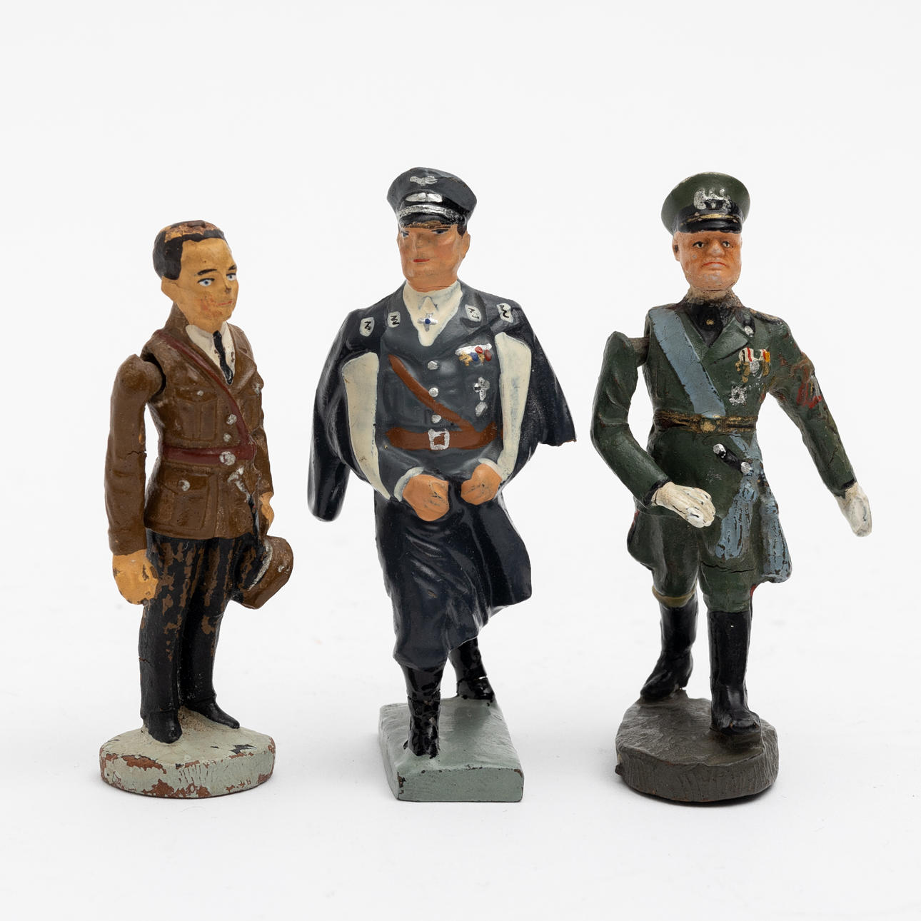 ELASTOLIN LINEOL 3 personage figures, Goebbels, Goering and Mussolini ...