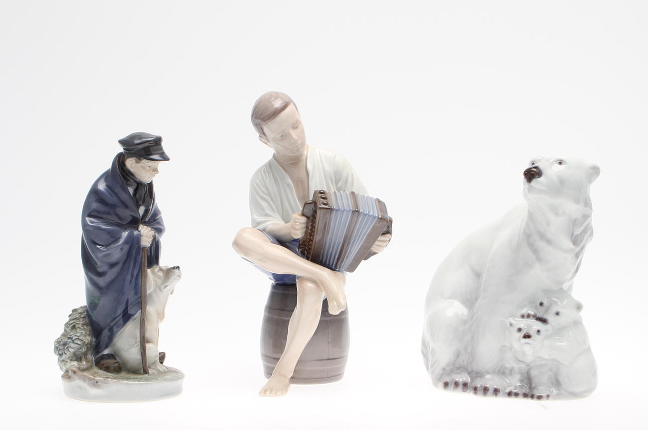FIGURINER, 3 st, Royal Copenhagen samt Bing&Gröndahl.
