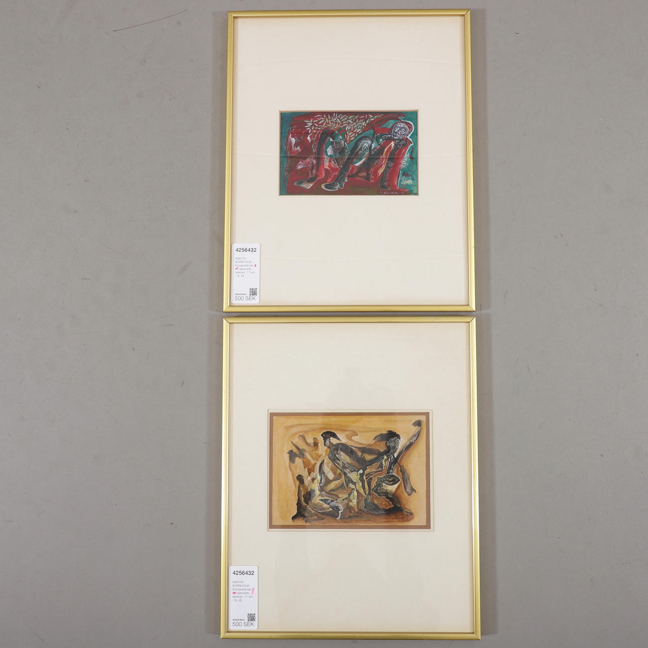MARTIN BORNHOLM. Compositions, 2 pieces, signed, dated -77 and -78.
