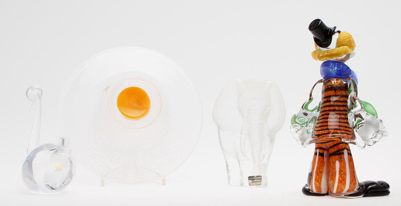 DIVERSE GLAS, 4 delar, Kosta Boda, Mats Jonasson.