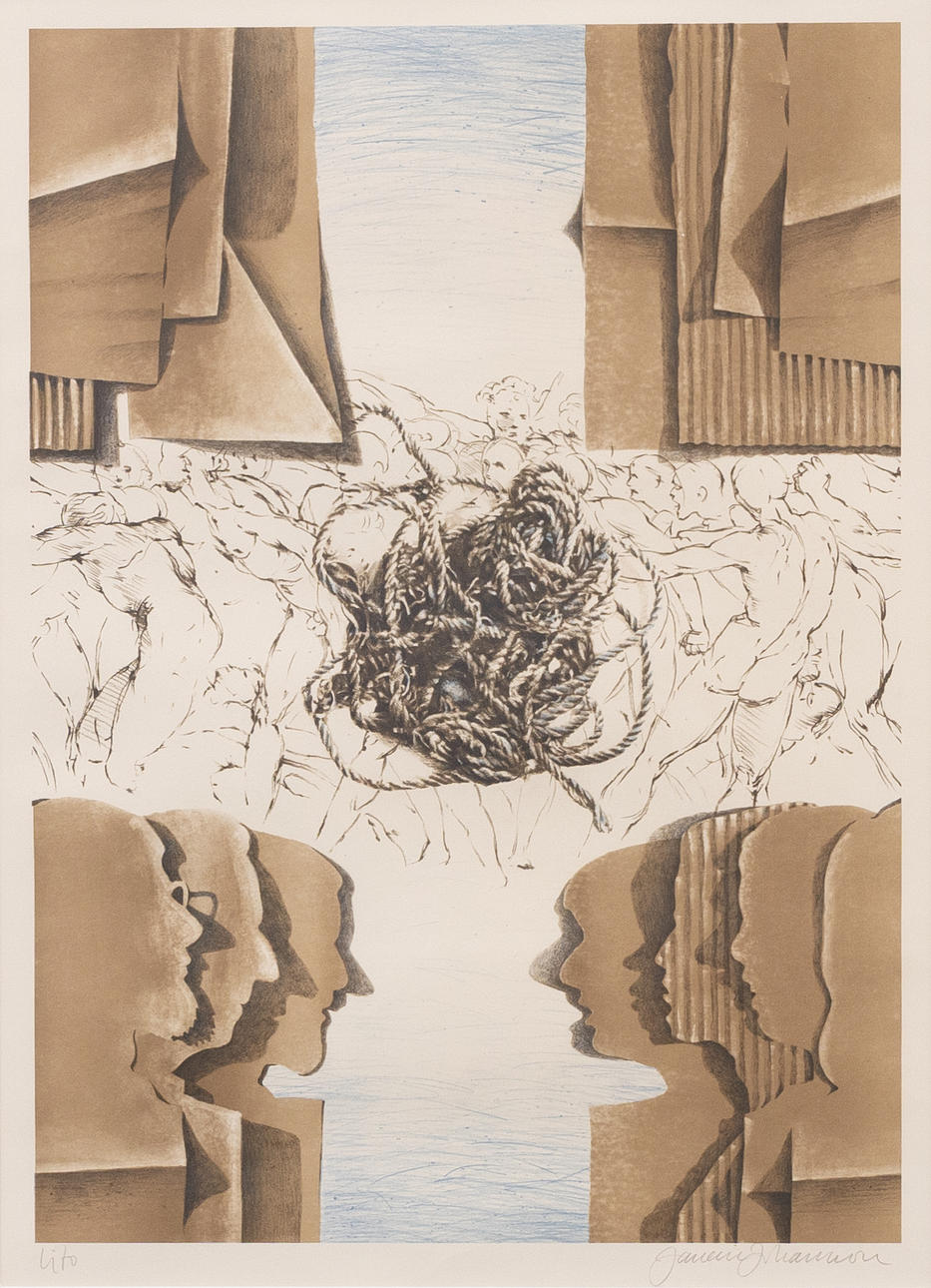 JANERIC JOHANSSON. Komposition, litografi, signerad.