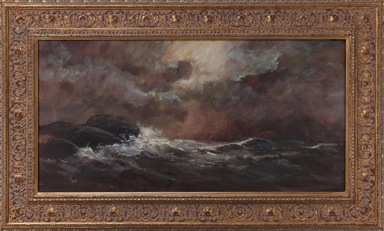 GÖSTA HILDING. Vågor, olja på duk, signerad.
