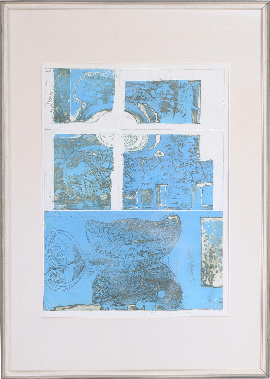 THORMOD LARSEN. Komposition, färglitografi, signerad.