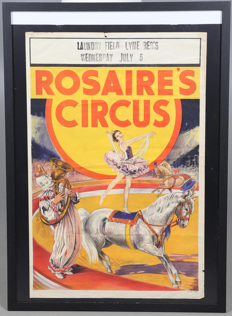 VINTAGE CIRCUS POSTER - ROSAIRES'S CIRCUS, LYME REGIS. Art - Other ...
