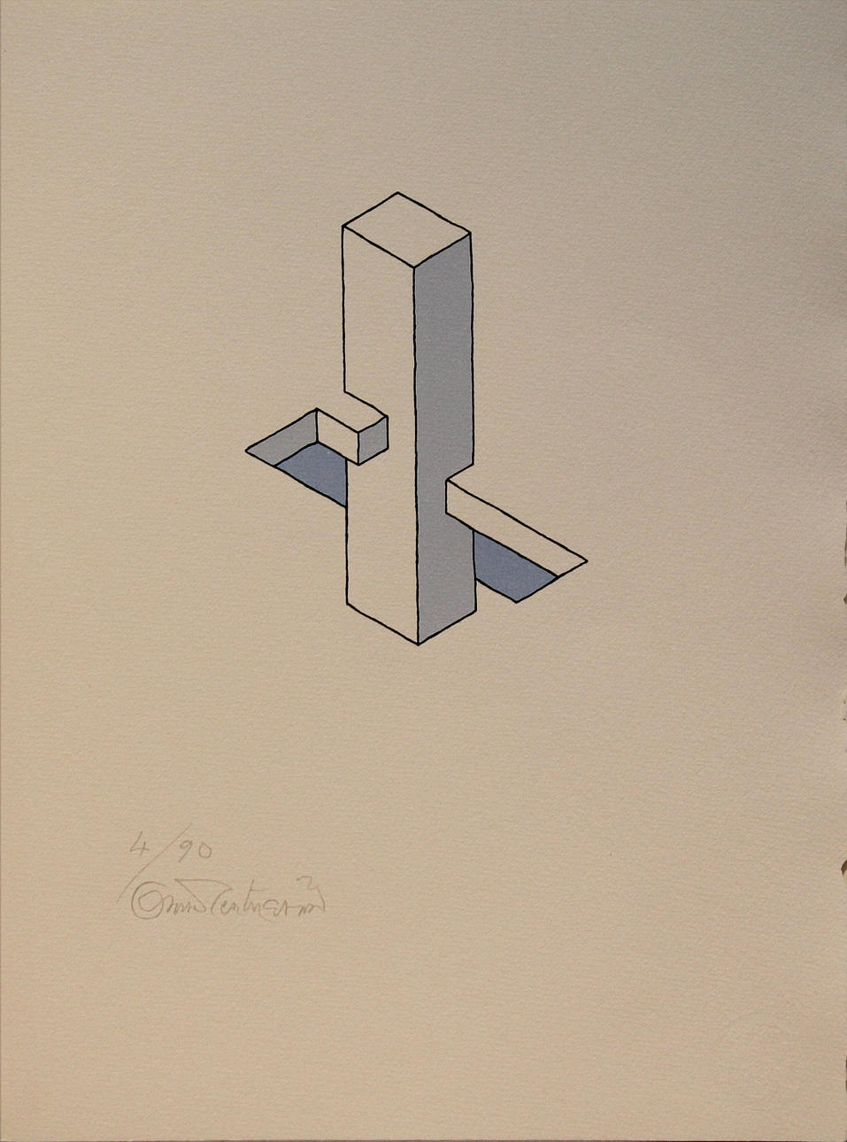 OSCAR REUTERSVÄRD. Omöjlig figur. Färglitografi. Signerad. 4/90.