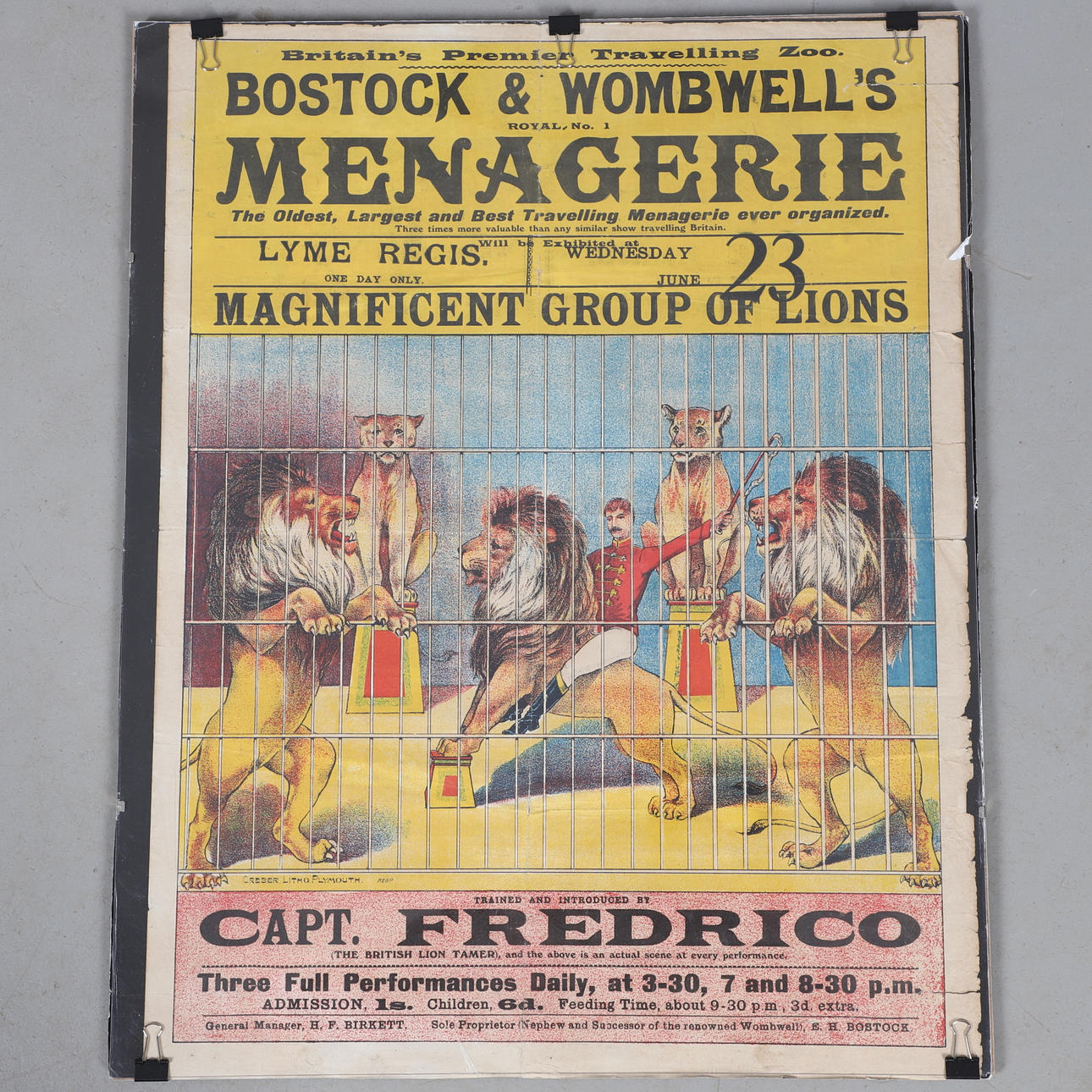 RARE CIRCUS POSTER - BOSTOCK & WOMBWELL'S MENAGERIE. Art - Other ...