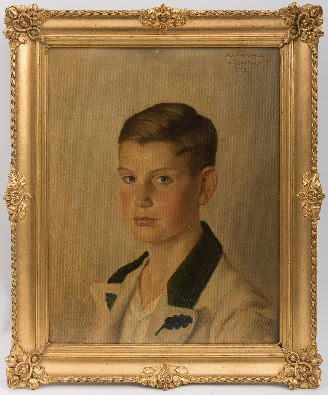 UNBEKANNTER KÜNSTLER. Ung pojke, olja på duk, se bokstäver.