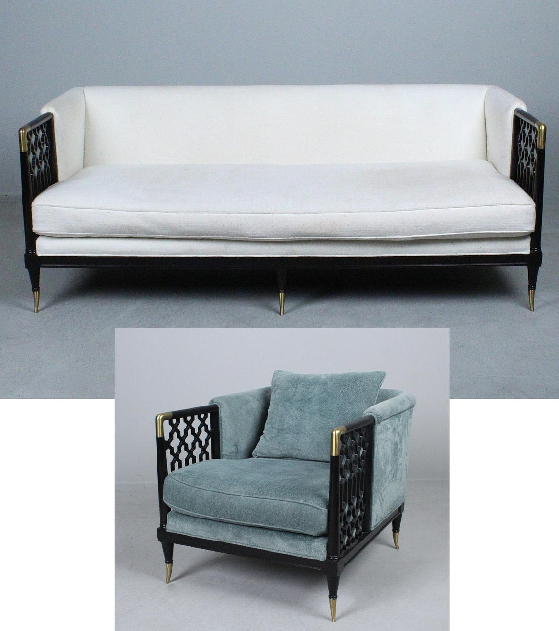 Sofa / Dreisitzer und Armlehnsesel.