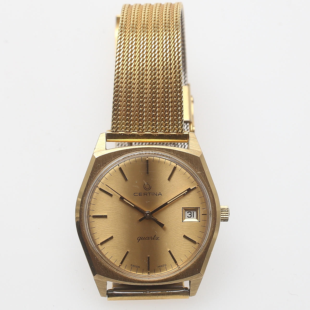 HERRARMBANDSUR, Certina, quartz, guld på stål, 1900-tal.