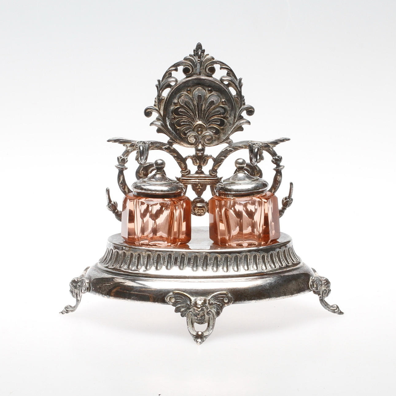 BLÄCKHORN/FICKURSSTÄLL, nysilver, C G Hallberg, Stockholm, sekelskiftet 1900.