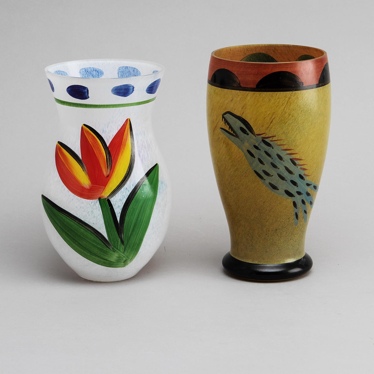 VASER, 2 st, glas, Ulrica Hydman Vallien, Kosta Boda.