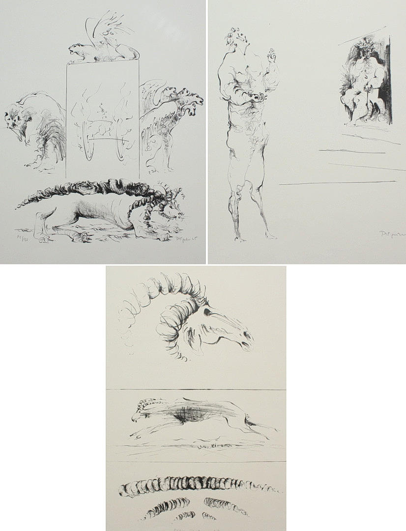 HUBERTUS VON PILGRIM. 'Figures and animals', etchings, limited, signed.