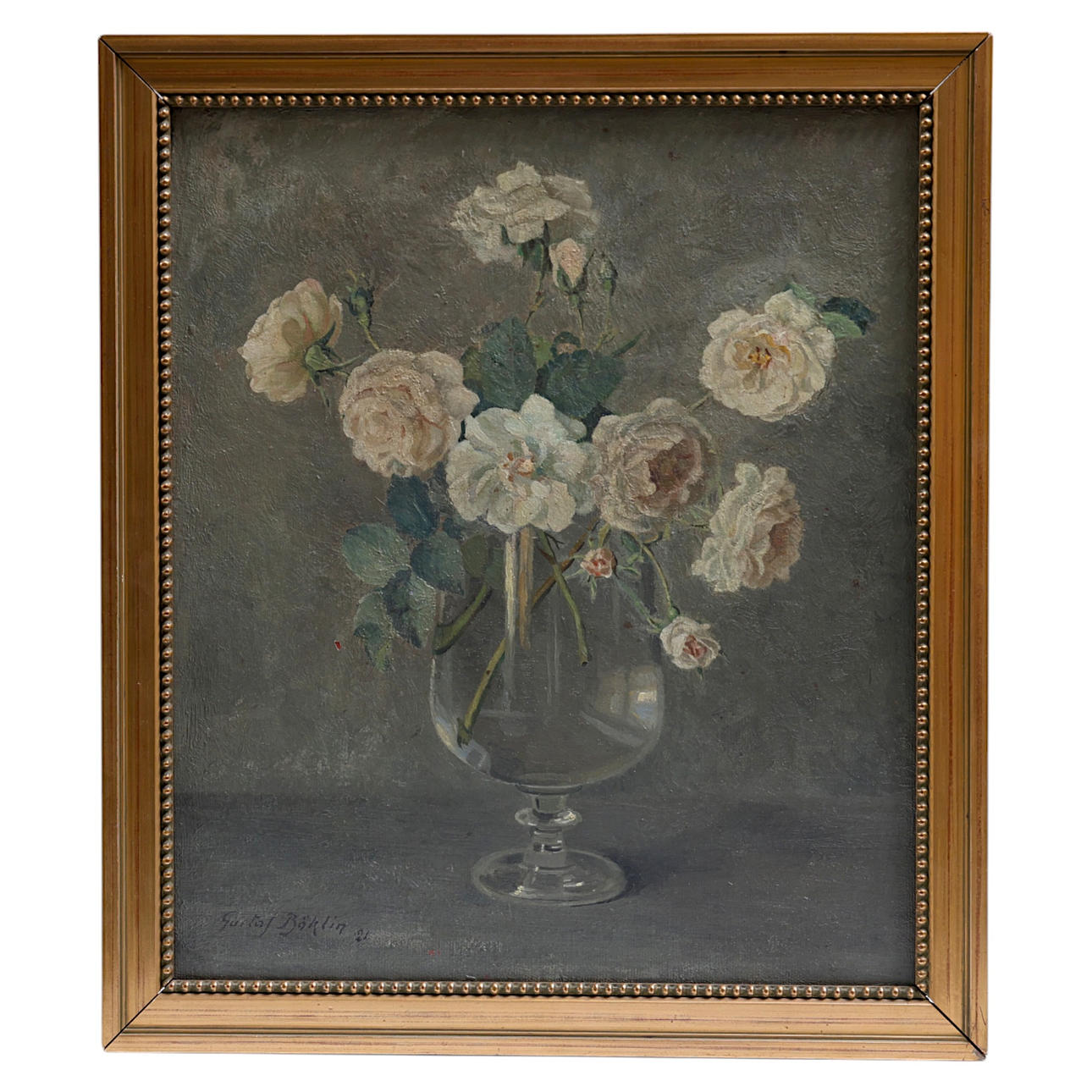 GUSTAF BÖKLIN. “Rosa Alba”, oil on canvas, signed & dated 1921.