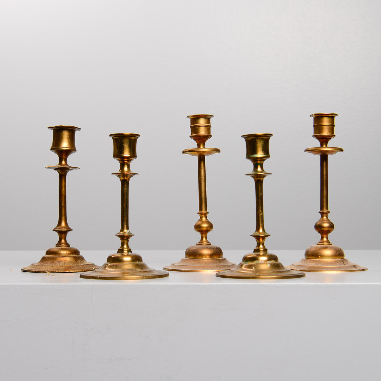 LJUSSTAKAR, 5 st, Mässing.