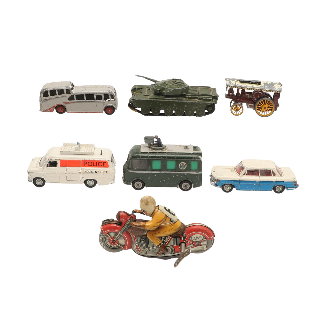 SCHUCO CLOCKWORK MOTORRAD- UND DRUCKGUSSSPIELZEUG.