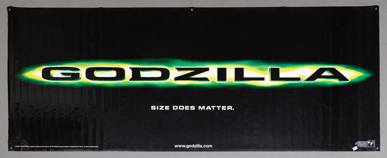 PROMOTION BANNER. Godzilla "Size does matter", sent 1990-tal.