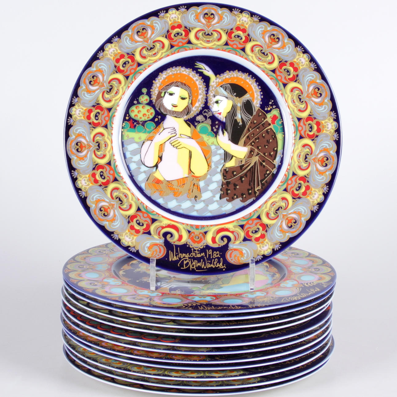 JULTALLRIKAR, 12 st. Porslin, Björn Wiinblad, Rosenthal, 1974-1982.