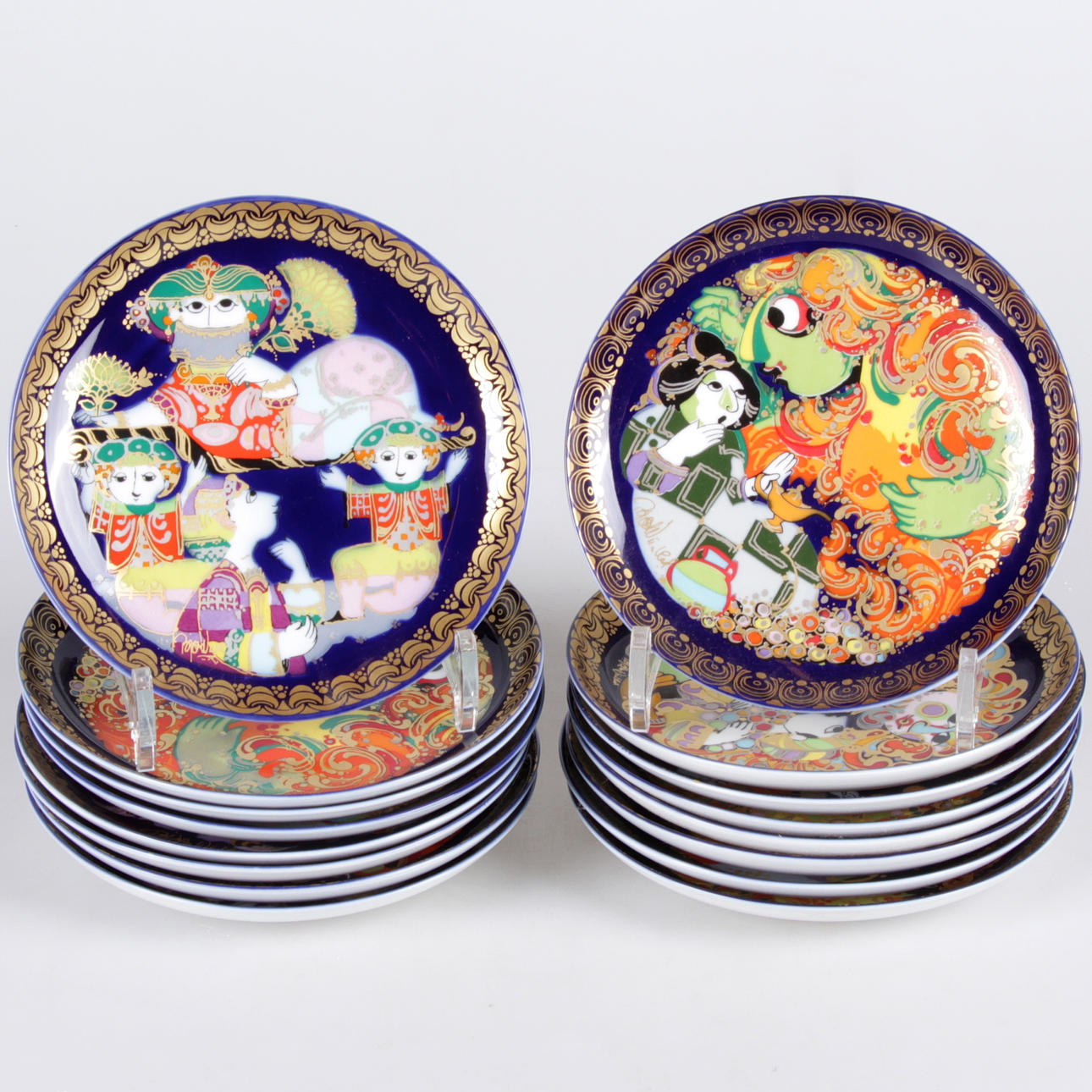 SAMLARTALLRIKAR, 16 st. Porslin, Björn Wiinblad, Rosenthal, 1980-tal.