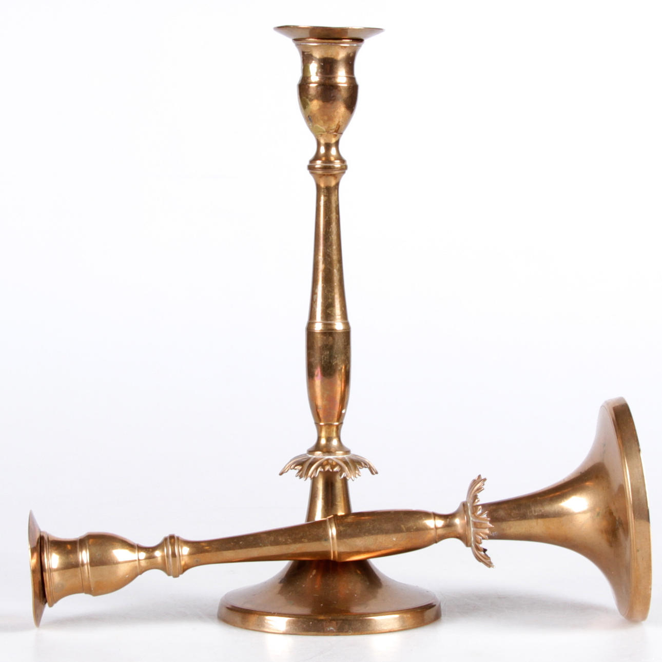 LJUSSTAKAR, ett par, mässing, No 49, Nyköpings mässingsbruk.