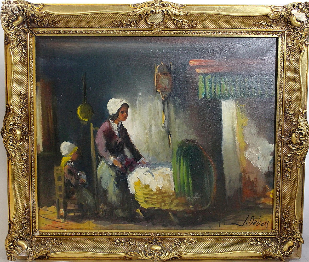 OIDENTIFIERAD KONSTNÄR. olja på duk, i barnkammaren, signerad.