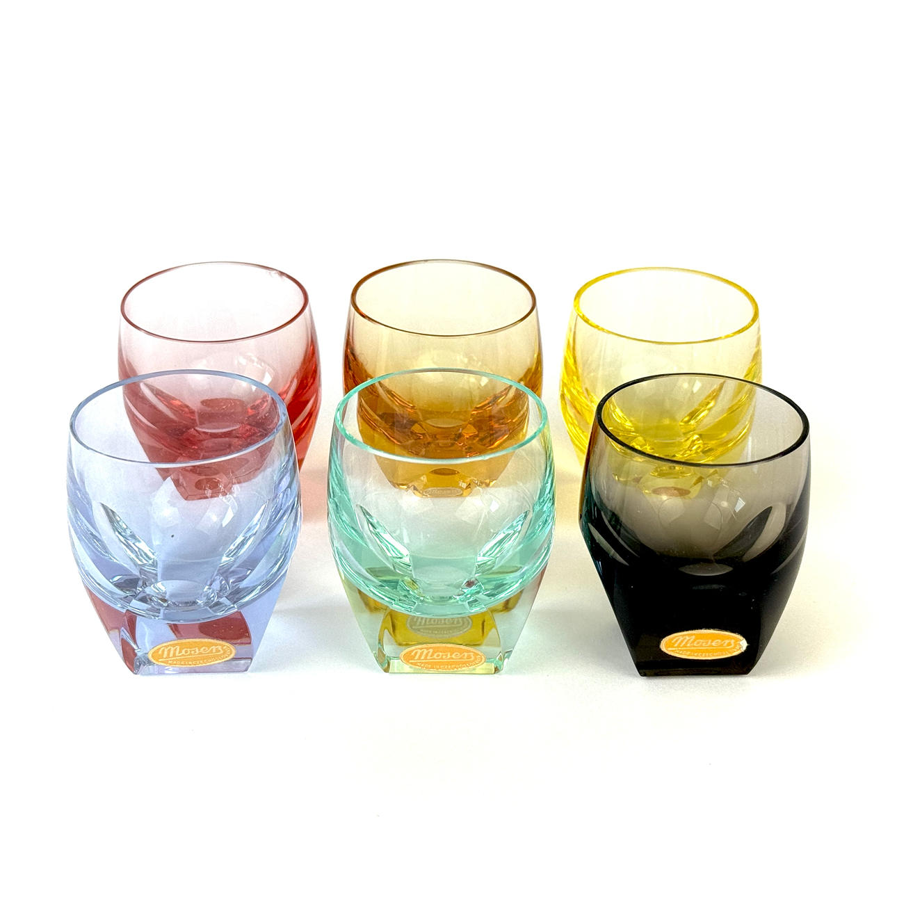 SIX MOSER 'BAR' SHOT GLASSES.