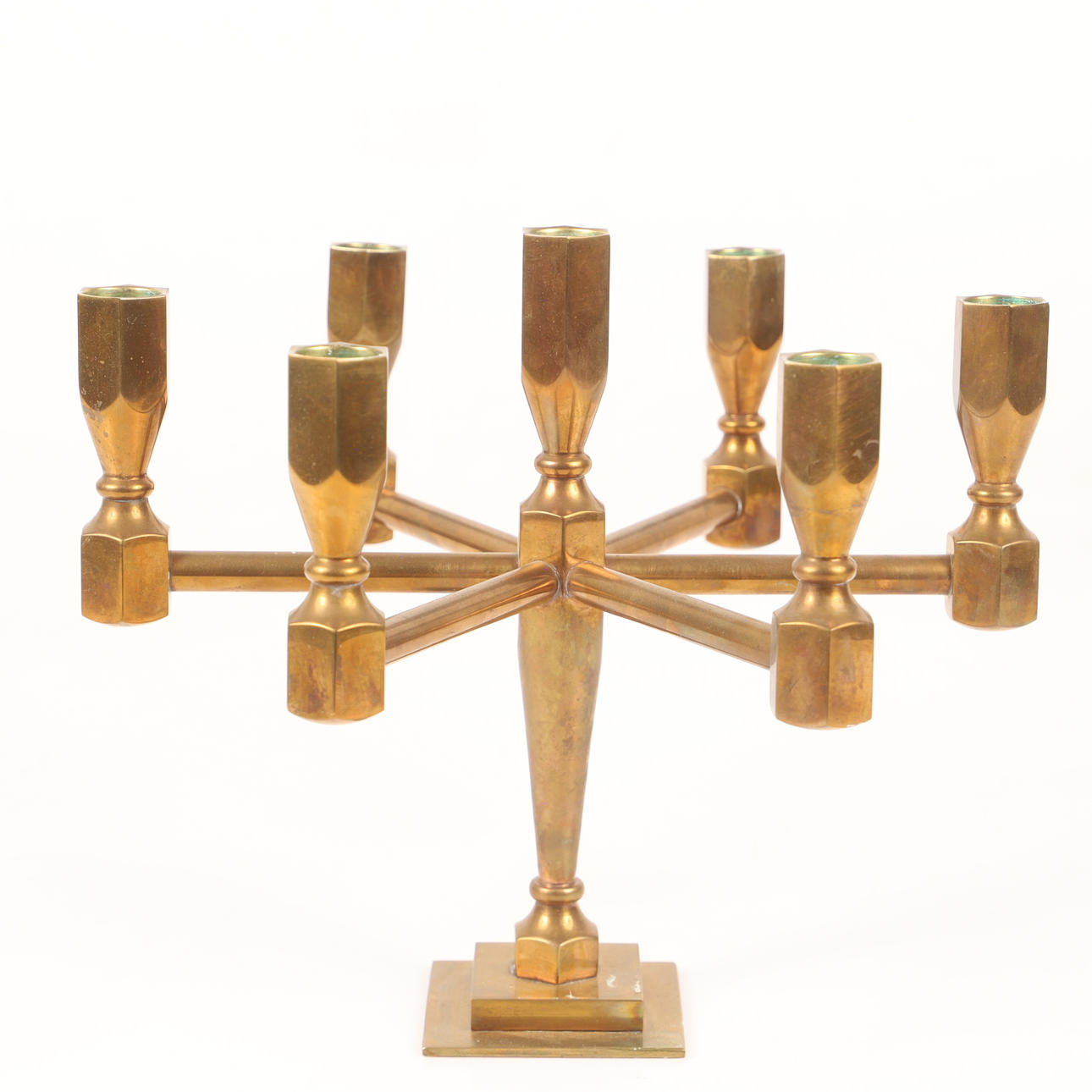 CANDELABER, 7-arm, brass, Metalslöjden Gusum.
